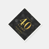 暗い《写真》ぼけ味フェイク金ゴールド応援から40年誕生日 スタンダードカクテルナプキン (角)