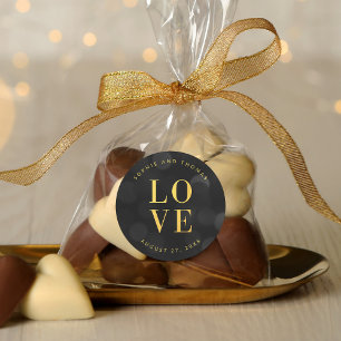 暗い《写真》ぼけ味ライトフェイク金ゴールドラブ ラウンドシール