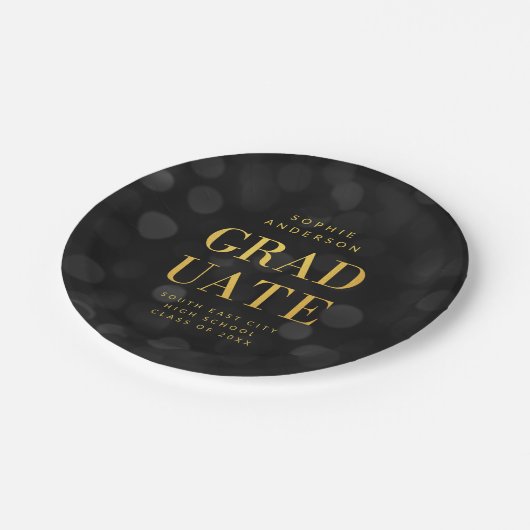 暗い《写真》ぼけ味ライトフェイク金ゴールド卒業 ペーパープレート (アングル)