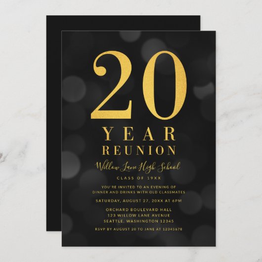 暗い《写真》ぼけ味ライト20年クラス懇親会 招待状 (正面/裏面)