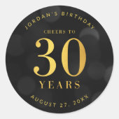 暗い《写真》ぼけ味金ゴールド応援から30年誕生日 ラウンドシール (正面)