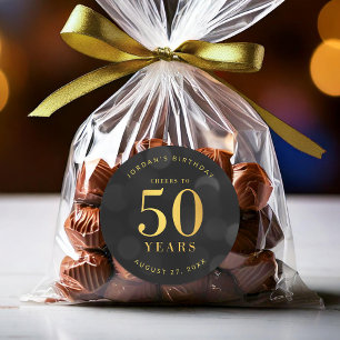 暗い《写真》ぼけ味金ゴールド応援から50年誕生日 ラウンドシール