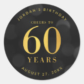 暗い《写真》ぼけ味金ゴールド応援から60年誕生日 ラウンドシール (正面)