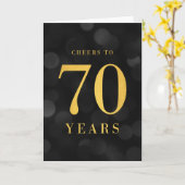 暗い《写真》ぼけ味金ゴールド応援から70年間の誕生日 カード (黄色い花)