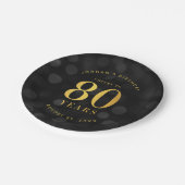 暗い《写真》ぼけ味金ゴールド応援から80年誕生日 ペーパープレート (アングル)