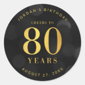 暗い《写真》ぼけ味金ゴールド応援から80年誕生日 ラウンドシール (正面)