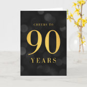 暗い《写真》ぼけ味金ゴールド応援から90年誕生日 カード (黄色い花)