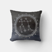暗い〔占星術の〕十二宮図占星術：ジェミニ黒銀 クッション (正面)