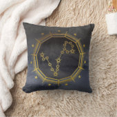 暗い〔占星術の〕十二宮図占星術：ピセスブラック&金ゴールド クッション (ブランケット)