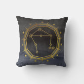暗い〔占星術の〕十二宮図占星術：天秤座ブラック&金ゴールド クッション (正面)
