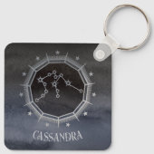 暗い〔占星術の〕十二宮図星占い:アクエリアスブラックシルバー名 キーホルダー (裏面)