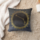 暗い〔占星術の〕十二宮図星占い:アリスブラック&金ゴールド クッション (ブランケット)