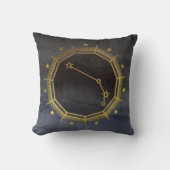 暗い〔占星術の〕十二宮図星占い:アリスブラック&金ゴールド クッション (正面)