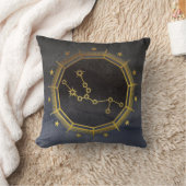 暗い〔占星術の〕十二宮図星占い:タウラスブラック&金ゴールド クッション (ブランケット)