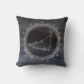 暗い〔占星術の〕十二宮図星占い：山羊座ブラック&シルバー クッション (正面)