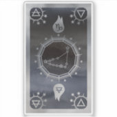 暗い〔占星術の〕十二宮図星占い：山羊座ブラック&シルバー シール (正面)