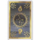 暗い〔占星術の〕十二宮図星占い:《星座》乙女座ブラック&金ゴールド シール (正面)