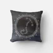暗い〔占星術の〕十二宮図星占い：蠍座ブラック&シルバー クッション (正面)