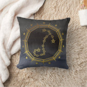 暗い〔占星術の〕十二宮図星占い：蠍座ブラック&金ゴールド クッション (ブランケット)