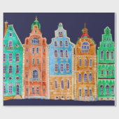 暗いbl上のア縁どーキテクチャのシームレスなパターン ラッピングペーパー (フラット)