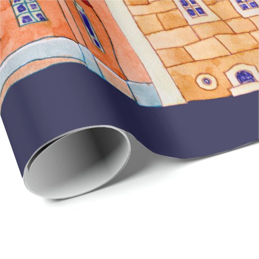 暗いbl上のア縁どーキテクチャのシームレスなパターン ラッピングペーパー (ロールコーナー)