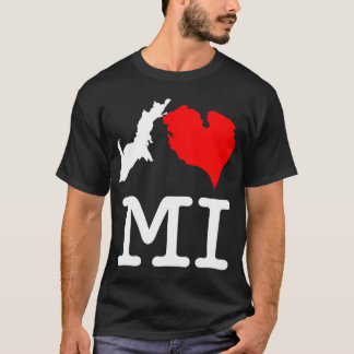 暗いI ♥ MI (Iのハートミシガン州)大活字 Tシャツ