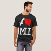 暗いI ♥ MI (Iのハートミシガン州)大活字 Tシャツ (正面フル)