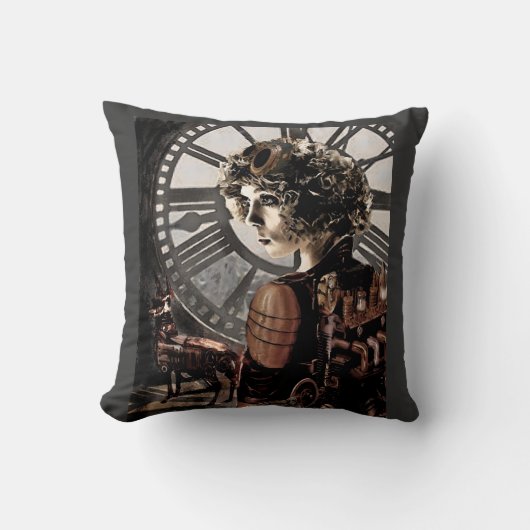 暗いsteampunkの枕 クッション (正面)