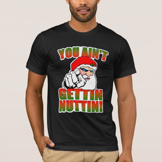 暗いTシャツの気違いのサンタ Tシャツ (正面)