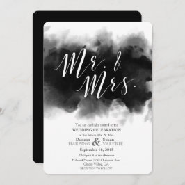 暗いWatercolorゴシック氏および夫人の結婚式招待状 招待状