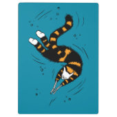 暗おもしろいく泳ぐ猫の生き物のスケルトンハンド クリップボード (裏面)