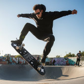 暗おもしろい滑の白い星を受け入れる スケートボード