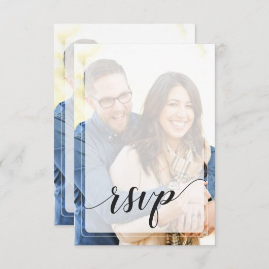 暗お洒落色の写真の書結婚道 出欠カード (正面/裏面)