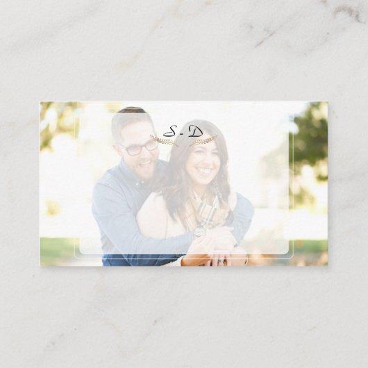 暗お洒落色の写真の結婚ウェブサイト 名刺 (裏面)