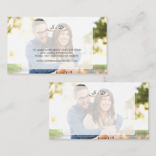 暗お洒落色の写真の結婚ウェブサイト 名刺 (正面/裏面)