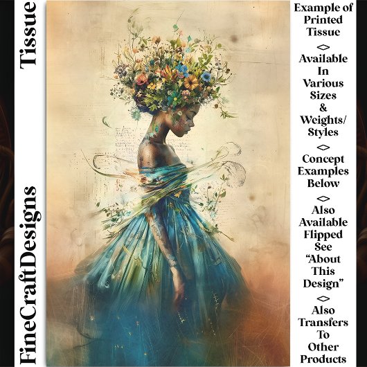 暗お洒落色の肌の女神、ティール（緑がかった色）CZ4Rデコページ 薄葉紙