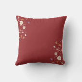 暗お洒落赤のフローラと蝶のアクセント クッション (裏面)
