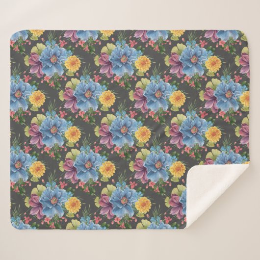 暗かわいらしいフローラ シェルパブランケット (正面(横))