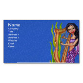 暗かわいらし毛パープルマーメイドハープ海 マグネット名刺 (正面)