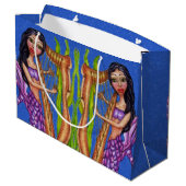 暗かわいらし毛パープルマーメイドハープ海 ラージペーパーバッグ (裏面アングル)