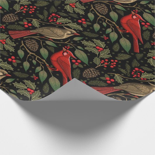 暗くてムーディースクリスマス深紅色 ラッピングペーパー (角)