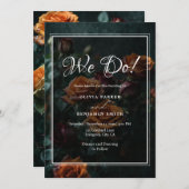 暗くてムーディーズなゴシック様式のロマンチックなバラ結婚ズ 招待状 (正面/裏面)