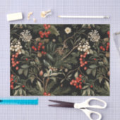 暗くてムードのあるクリスマスベリーと葉 薄葉紙 (クラフト)