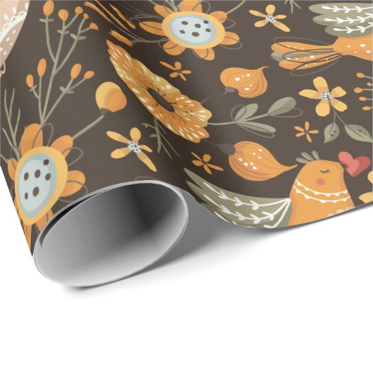 暗くて居心地の良い可愛い鳥フローラ植物学 ラッピングペーパー (ロールコーナー)