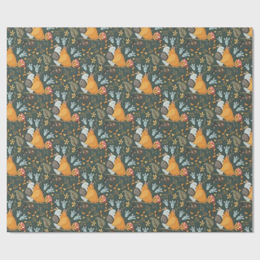 暗くて居心地の良い鳥の抱擁フローラ植物 ラッピングペーパー (フラット)