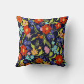 暗くて質感のカラフルあるワイルドフラワーブーケ クッション (裏面)