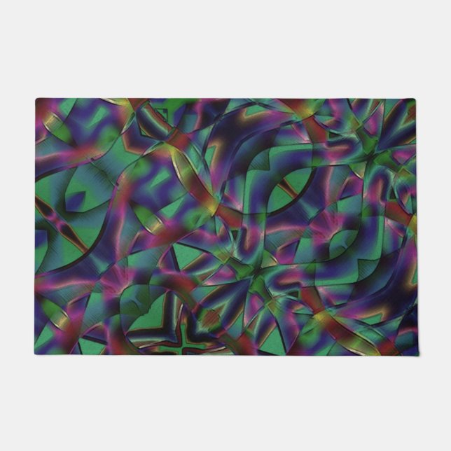 暗くなったカラフルの織り込みテープ ドアマット (正面)