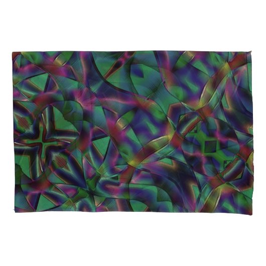 暗くなったカラフルの織り込みテープ 枕カバー (正面左)