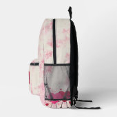 暗くなった水の色のフローラプリントと漫画ハート プリントバックパック (右)