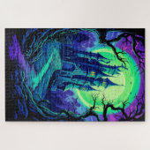 暗くなっ幽霊のよく出るて不気味な古い城 ジグソーパズル (横)